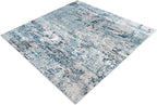 Rugs.com Leipzig Collection Rug – 5 Ft Square Blue Low-Pile Rug Perfect for Living Rooms, Kitchens, Entryways