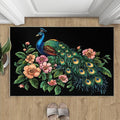 Peacock Peony Rugs for Bedroom - 3x4 Rug, Classic Peacock Peony Area Rugs for Living Room, Teal Turquoise Carpet, Floral Plant Washable Area Mat, Aesthetics Carpet - Peafowl Home Decor & Gifts