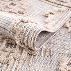 Hauteloom Ampusungan Modern Moroccan Medallion Farmhouse Living Room, Bedroom Area Rug - High Low - High Pile Carpet - Cream, Beige, Brown, Beige - 6'7" x 9'