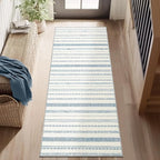 jinchan Moroccan Boho Runner Rug 2x6 - Machine Washable Non-Slip Low-Pile Soft Bohemian Runner Rug for Entryway Hallway Kitchen Bedroom Laundry Room (2‘x6', Blue)