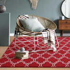 Amearea Fluffy Indoor Area Rug, Soft Trellis Moroccan Rugs for Bedroom, Shag Modern Area Rug for Living Room Kids Room Nursery, Easy Clean, Home Decor Low Pile Carpet, Wine Red 5x7 Feet