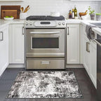 Modern Abstract Entryway Rug Indoor 2x3 Washable Non-Slip Soft Black Grey Small Area Rug Kitchen Mat Thin Print Faux Wool Floor Carpet for Entrance Bedroom Office