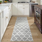 Lahome Moroccan Washable Runner Rug, 2x6 Kitchen Runners Non Slip Grey Runners for Hallways, Throw Rugs and Mats for Laundry Room, Carpet Runner Rugs for Hallway Entryway Bathroom Area Rugs