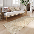 Wonnitar Moroccan Washable Kitchen Runner Rug 2'6"x8', Non-Slip Boho Rug Runners for Hallways, Farmhouse Floor Carpet Soft Runner for Bathroom Hall Entyway (Kakhi,2'6"x8')