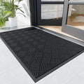 Durable Indoor Outdoor Door Mat, 2' x 6' Heavy Duty Front Door Mat for Entryway, Non-Slip Backing, Stain and Fade Resistant, Absorbent Commercial Floor Mat for High Traffic Area, Black
