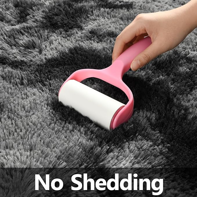 Large Shag Area Rugs 10 x 14, Tie-Dyed Plush Fuzzy Rugs for Living Room, Ultra Soft Fluffy Furry Rug for Bedroom, Anti-Skid Indoor Carpet Nursery Rugs for Kids Room Home Decor, Dark Grey