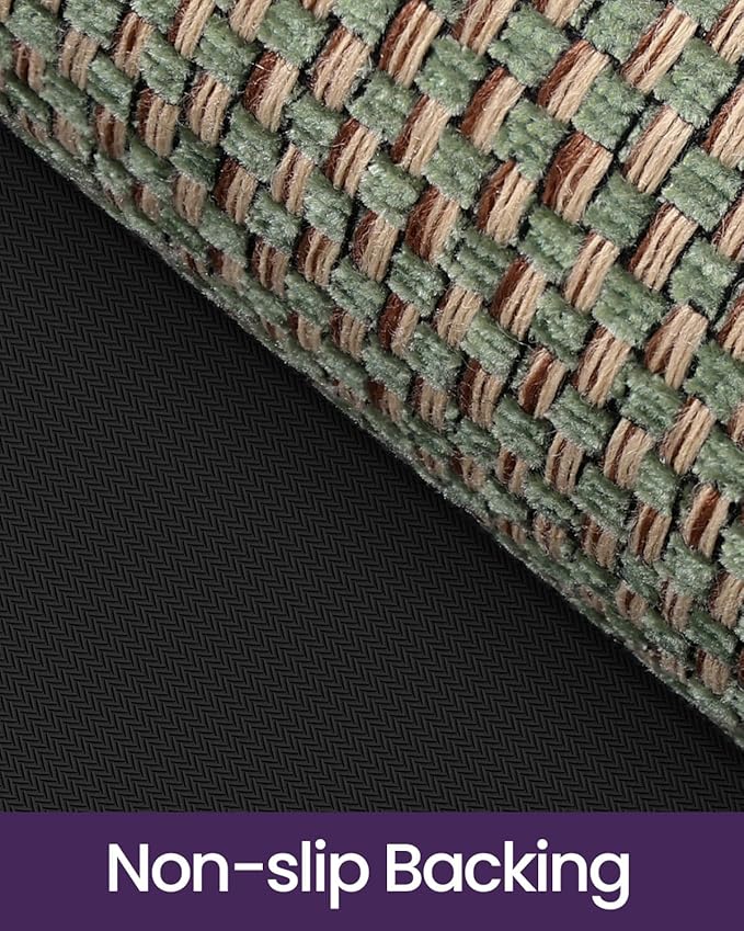 DEXI Ultra Thin Entryway Door Mat 24x36, Non Slip Rubber Backing Inside Entry Mat, Low Profile Easy Clean Dirt Trapper Doormat for Inside Entrance Patio, Green