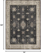 RUGGABLE Washable Vintage Area Rug – Verena Dark Wood 6x9, Stain-Resistant, Non-Slip – Medium Machine Washable Rugs for Living Room, Bedroom, Hallway, Entryway & Office–with Standard Pad