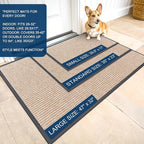 OLANLY Front Door Mat Indoor Outdoor Entrance, Waterproof Heavy Duty Doormat, Fade Resistant, Low Profile, Easy Clean Patio Porch Welcome Floor Mats for Entry, 47x23, Beige