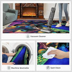 Peacock Rugs for Bedroom - 5x7 Area Rug - Watercolor Peacock Rugs for Living Room, Abstract 3D Animal Rug, Non-Slip Washable Home Decor Carpet
