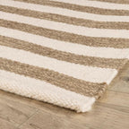 Home Conservatory Ladder Stripe Natural/Ivory Handwoven Wool 8 X 10 Feet, Ivory/Multicolored Stripe Pattern