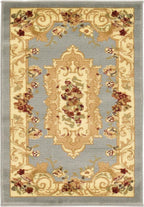 Rugs.com Chateau Collection Rug – 2' x 3' Light Blue Medium Rug Perfect for Entryways, Kitchens, Breakfast Nooks, Accent Pieces