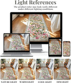 Floral Rugs for Living Room - 9x12 Soft Washable Area Rug Stain Resistant Ultra-Thin Non-Slip Low Pile Farmhouse Vintage Large Carpet for Bedroom Dining Room Nursery Home Office Decor, Grey