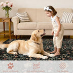 DUKINO 2x6 Runner Rug for Hallway, Washable Vintage Floral Kitchen Rug with Non Slip Backing, Soft Low Pile Throw Carpet Runner for Kitchen, Laundry, Hallway, Bathroom, Black