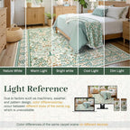 8x10 Area Rugs Living Room Rug - Floral Vintage Forest Washable Carpet, Low Pile Non-Slip Stain Resistance Boho Soft Large Carpet for Bedroom, Dining Room, Office, Farmhouse (8'x10' Beige Green)