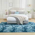 Andency 6x9 Area Rugs, Large Shag Fluffy Soft Shaggy Rugs for Living Room Bedroom, Non-Slip Tie-Dyed Navy Blue Thick Plush Carpet for Kids Girls and Boys, Dorm Nursery Home Decor Aesthetic