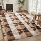 4x6 Area Rugs for Living Room Bedroom, Soft Fluffy Shaggy Bedside Rug, Indoor Floor Carpet for Kids Playroom, Dorms, Nursery Rooms, Home Decor (Coffee Ombre 4'x6')