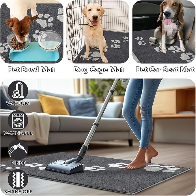 Timo Indoor Door Mat, 24"x36" Super Absorbent Dog Mats for Muddy Paws, Low-Profile Washable Entryway Rug, Rubber Backing Non Slip Front Door Mats, Resist Dirt Inside Entrance Doormat for Shoes, Grey