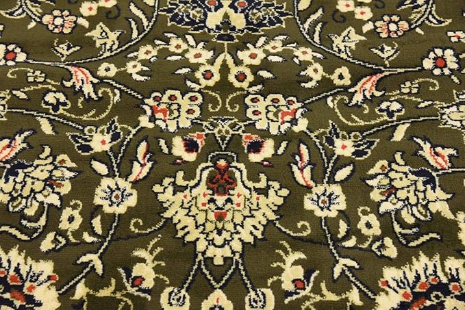 Unique Loom Sialk Hill Collection Area Rug - Washington (7' 10" Round Green/Hunter Green)
