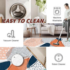Boho Bedroom Rug - Polka Dot Color Block Rug, 6x9 Area Rugs, Abstract Multicolor Non Slip Fade Resistant Large Carpets Home Decor #C049