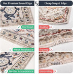 PURRUGS Vintage Farmhouse Boho Runner Rug 2x8 ft, Non-Slip Machine Washable Rug, Accent Oriental Area Rug for Kitchen, Hallway, Entryway, Bedroom, Living Room and Dining Room, Coral Red/Marine Blue