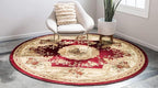 Unique Loom Versailles Collection Traditional Classic Floral Motif Area Rug (8' 0 x 8' 0 Round, Burgundy/ Ivory)
