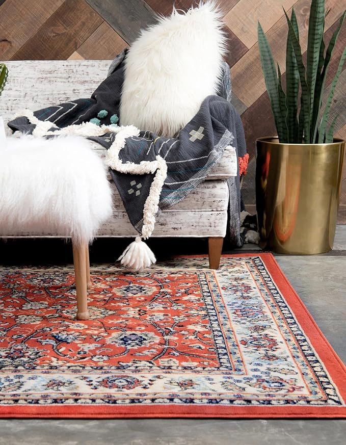 Rugs.com Yasmin Collection Rug – 9' x 12' Terracotta Medium Rug Perfect for Living Rooms, Large Dining Rooms, Open Floorplans
