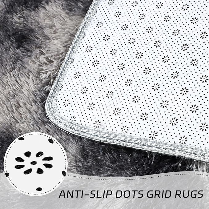 duduta Grey Plush Rugs for Bedroom 4x6 ft, Gray Fluffy Carpet for Living Room, Shag Rug for Kids Room Dorm Nursery Playroom