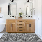 ReaLife Rugs Machine Washable Area Rug Runner - Living Room Bedroom Bathroom Kitchen Entryway Office - Padded Low Pile Stain Resistant Premium - Moroccan Diamond Tribal - Jax - Gray 2'6" x 8'