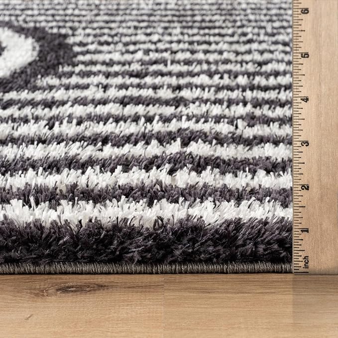 Rugshop Abstract Arch Shag Area Rug Anthracite Dark Gray 4' x 6' Ideal for Small Living Rooms, Offices, or Beside The Bed