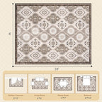 EnHomee 8x10 Area Rug, Soft Washable Rugs for Living Room Bedroom, Boho Non Slip Low Pile Stain Resistant Washable Rug Large Area Rugs for Dining Room,Easy to Clean Living Room Rug, Khaki