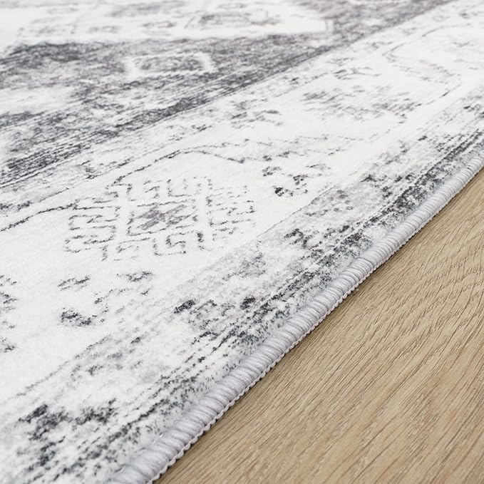 Paco Home Oriental Area Rug with Faded Vintage Look in Grey, Size: 5'3" x 7'3"