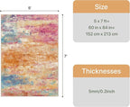 5x7 Area Rugs Washable Pink Rug for Living Room Nursery, Modern Abstract Large Rug Non Slip, Water Repellent Low Pile Soft Carpet for Bedroom, Dining Room, Home Office, Colorful Pink