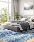 AMADA HOMEFURNISHING 8x10 Area Rug for Living Room, Modern Abstract Rug with Non-Slip Backing & Low Pile, Large Washable Rug with Abstract Pattern for Bedroom, Dinning Room, Home Office,Blue