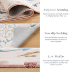 Phantoscope Washable Area Rug 5'x7' Non-Slip, Vintage Floral Boho Rugs for Living Room, Bedroom, DiningRoom, Soft Botanical Moroccan Pattern, Low-Pile Foldable Floor Carpet, Ivory Pink/Boho Garden