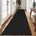 Braided Runner Rug 2.6x12 Ft Washable Runners for Hallways Non Slip Rubber Backed Kitchen Runners Cotton Extra Long Entryway Runner Indoor, Woven Carpet for Hall Entryway, Black/Grey