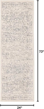 Unique Loom Isabella Collection Area Rug - Adjani (2' x 6' 1" Runner, White/ Blue)