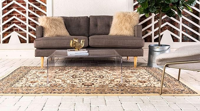 Unique Loom Sialk Hill Collection Area Rug - Washington (9' 10" x 13' 1" Rectangle Ivory/Black)