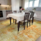 Washable Area Rugs for Living Room 8x10 - Large Neutral Modern Abstract Rug, Soft Low Pile Carpet with Non Slip Backing for Under Dining Room Table, Bedroom, Home, Office, Dorm - Yellow Brick