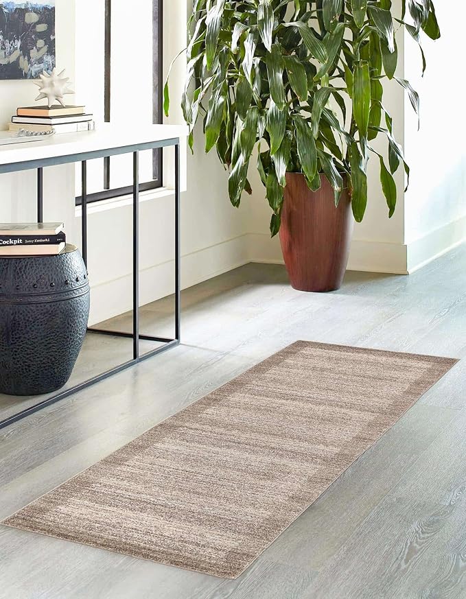 Rugs.com Angelica Collection Rug – 6 Ft Runner Beige Medium Rug Perfect for Hallways, Entryways