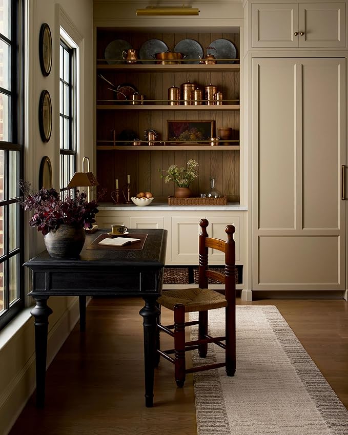 Loloi Chris Loves Julia Calvin Collection CLV-04 Ivory/Pebble 7'-10" x 7'-10" Round Area Rug Checkered Neutral Soft Living Room Bedroom Carpet