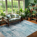 4x6 Abstract Rug for Entryway, Modern Teal Grey Washable Indoor Entry Way Area Rugs, Thin Soft Non-Slip Carpet Door Mat for Dining Room Kitchen Bedroom - Teal+Gray