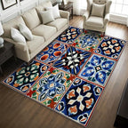 Moroccan Trellis Rugs 8x10-6x9 ft, Moroccan Tile Rug, Colorful Trellis Living Room Rug, Geometric Patchwork Washable Area Rugs for Bedroom, Oriental Traditional Home Decor & Gifts