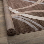 Rugshop Modern Wavy Circles Design Accent Rug, Non-Shedding Carpet for Entryway, Bathroom, or Kitchen, Brown, 2' x 3'