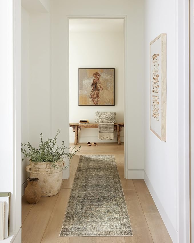 Loloi Amber Lewis Morgan Collection MOG-04 Sea/Sage 2'-3" x 7'-6" 38" Thick Runner Rug feat. CloudPile, Neutral, Room Décor, Vintage Inspired, Livingroom, Bedroom, Dining Area