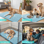 Smiry Dog Door Mat for Muddy Paws, Absorbent Dirt Trapper Non Slip Quick Dry Washable Chenille Mat for Mud Dogs, Entry Rug for Indoor and Outdoor (30x20 Inches, Sky Blue and White)