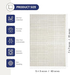 Abani Cream Grid Textured Area Rug - 5 x 8' - Chunky, Plush and Soft Washable Carpet - Perfect for Living Room & Bedroom - Plush Deco Collection