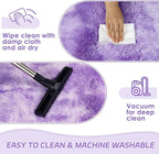 duduta Purple Plush Round Rug 4x4 ft, Tie Dye Fluffy Shag Rugs for Bedroom Classroom Nursery Playroom Dorm Decor, Washable Non Slip