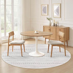 Nakagishi Round Rug Boho Area Rugs: 4x4 Washable Large Circle Neutral Soft Stain Resistant Non-Slip Carpet for Women Aged 25-45 Farmhouse Decor Enthusiasts - Living Room Bedroom Dining Room Nursery