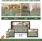 Luxury 5' x 7' Green Washable Area Rugs, Boho Low Pile Easy Clean Non-Slip Rug, Floral Medallion Pattern Vintage Rugs for Living Room, Dinning Room, Office, Bedroom, Bathroom, Laundry Room, Farmhouse